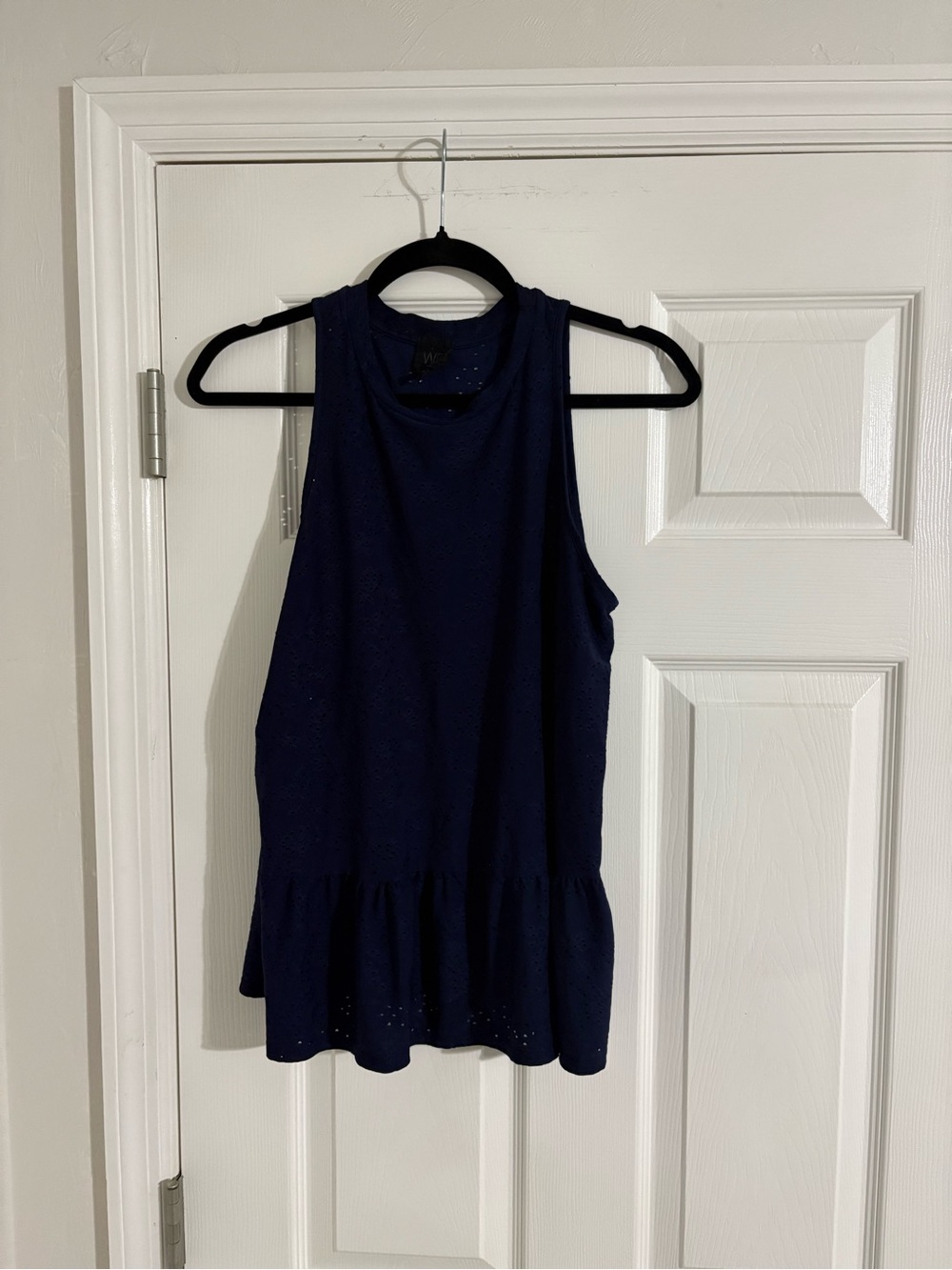 W5 Navy Sleeveless Peplum Knit Top